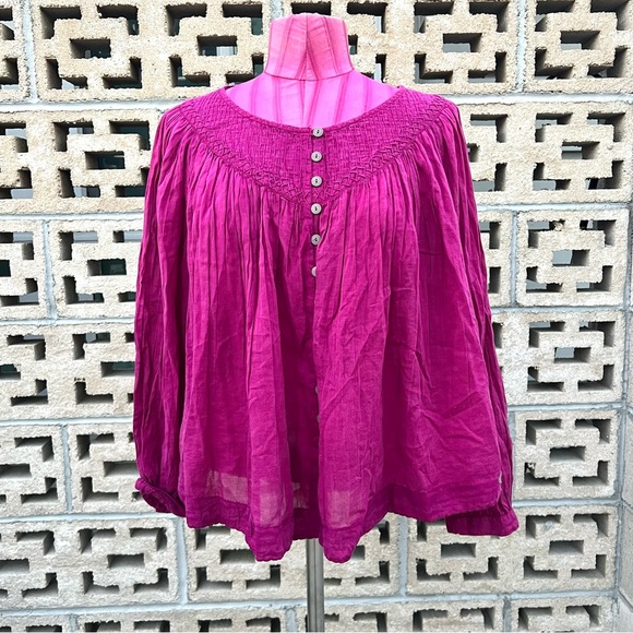 We the Free fuchsia long sleeve Top Sz M - Picture 4 of 7